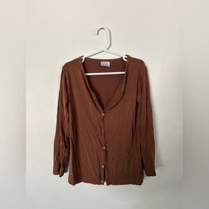Jax & Lennon Brown Button-Up Bamboo Cardigan 5/6Y